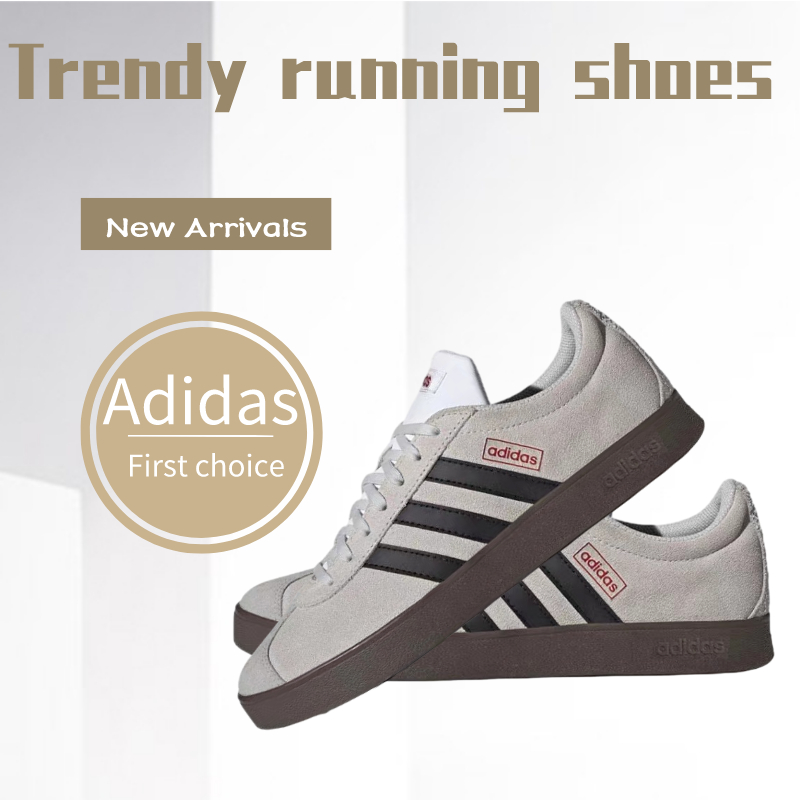 Adidas neo VL Court Lifestyle ช่วยลดแรงกระแทกจากการลื่นไถล และรองเท้าสนีกเกอร์และรองเท้าสีเทารุ่นเดียวกัน