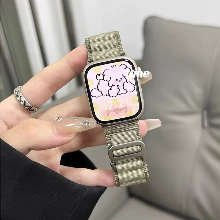 ผ้า six สายนาฬิกา smart watch สําหรับ Watch 11 10 9 8 ultra 7  6 5 4 3 2 1 41/44/45/40/46/49mm สายสําหรับแอปเปิ้ลวอช