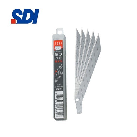ใบมีดคัตเตอร์ SDI No.1361 ขนาด 9 mm.เฉียง 30 องศา (ราคาต่อ 1 หลอด 10 ใบ
