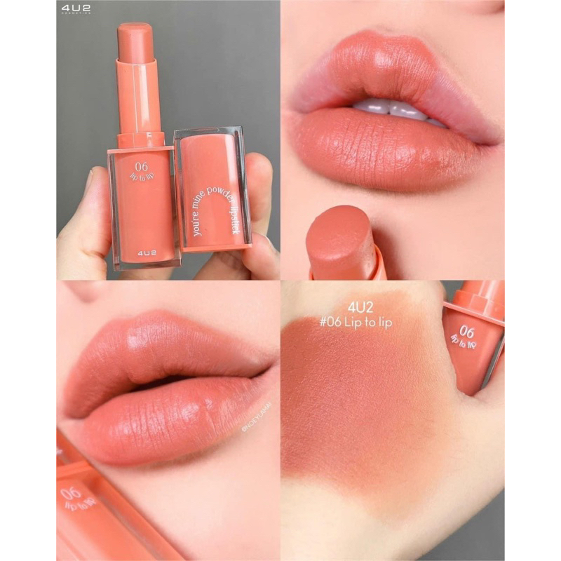 4U2 YOU'RE MINE POWDER LIPSTICK 06 LIP TO LIP โทนนู้ดพืชละมุน