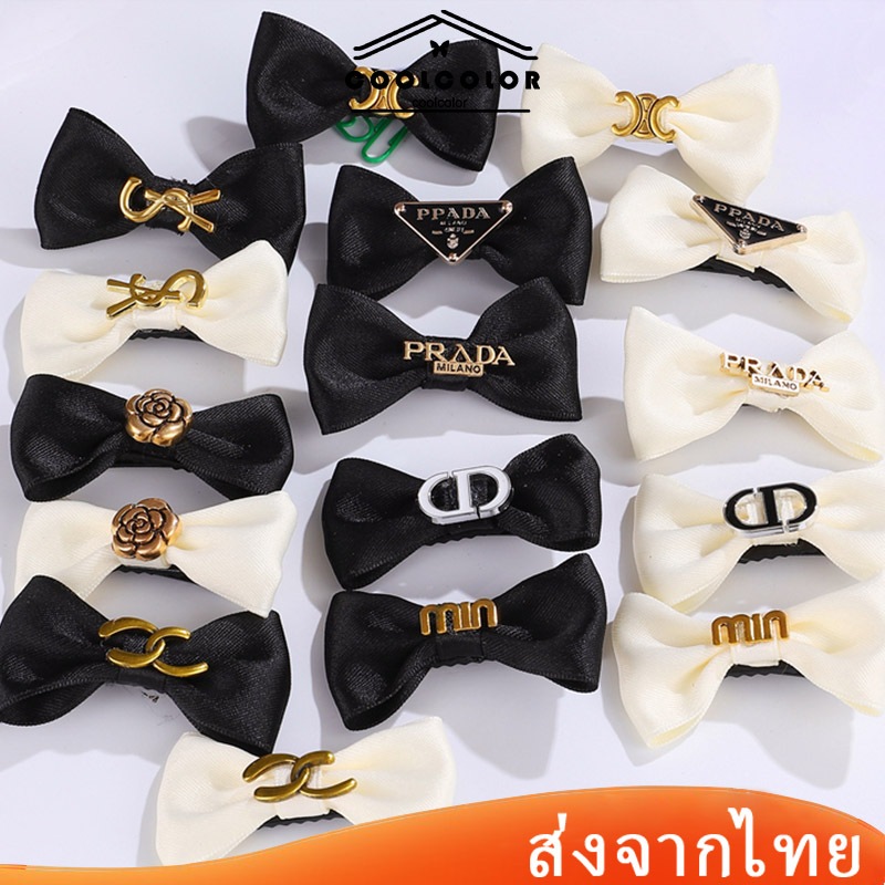ในไทย กิ๊บติดผมกิ๊บติดผมโบว์Mori Bowสไตล์เกาหลีแฟชั่นผู้หญิงข้างคลิปสีดำหรูหรา