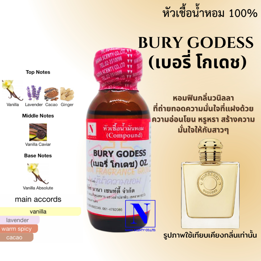 หัวเชื้อน้ำหอม 100% กลิ่นเบอรี่ โกเดช (BURY GODESS)