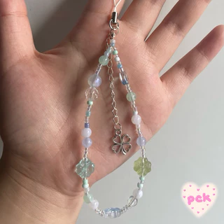 [พร้อมส่ง]🍀Clovers Phone Charm🍡 สายคล้องโทรศัพท์ สายห้อยกล้อง พวงกุญแจลูกปัดใบโคลเวอร์ꕤ