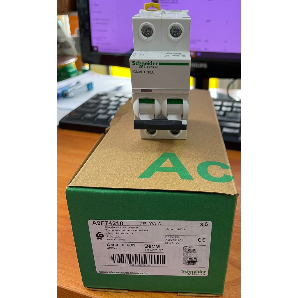 MINIATURE CIRCUIT BREAKER IC60N 2P 10A C A9F74210 "SCHNEIDER"***ราคาต่อ1ชิ้น***สามารถออกใบกำกับภาษีย
