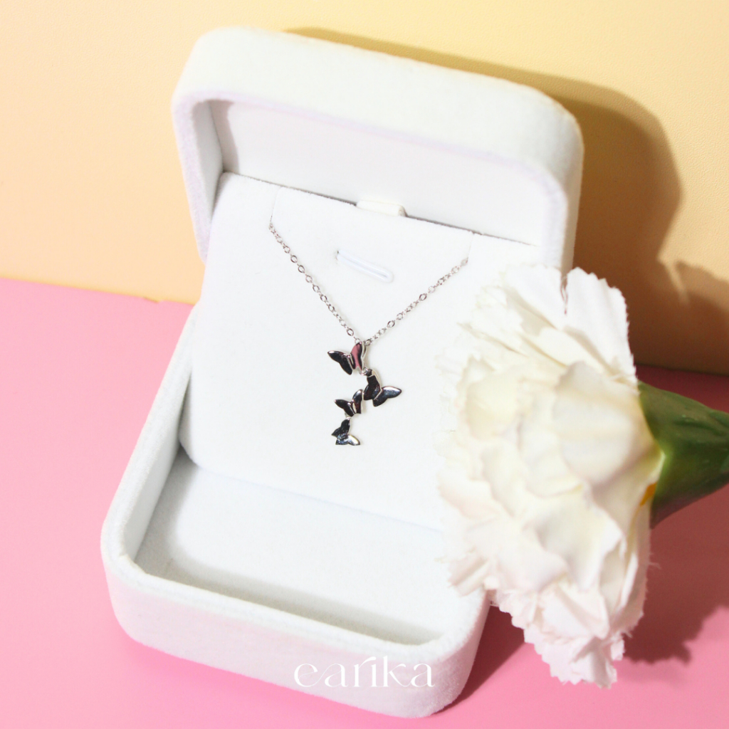 earika.earrings - silver buttie vine necklace สร้อยคอผีเสื้อเรียบหรู เงินแท้ (แถมกล่องกำมะหยี่) เหมา