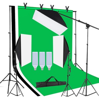Photography Photo Studio Softbox LED Corn Lighting Kit ไฟถ่ายรูป ไฟไลฟ์สด ไฟสตูดิโอ & ฉากถ่ายรูป 2x2m ผ้าฉากหลัง 2x3m