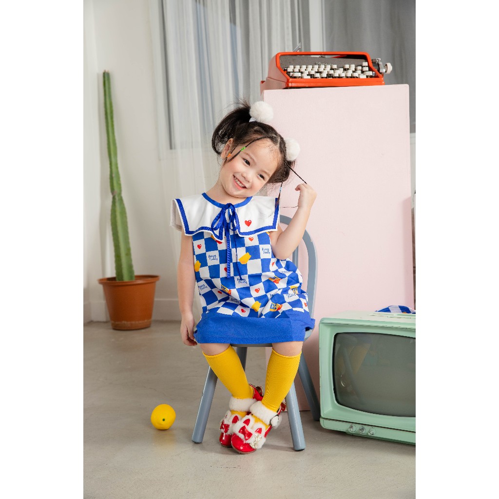Happyfluffy Look 4 Dress (Macaroni) ชุดเดรสเด็กผู้หญิง เสื้อผ้าเด็กผู้หญิง เสื้อผ้าเด็กเล็ก