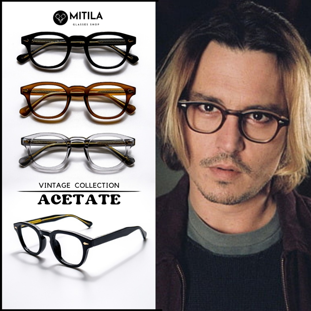 กรอบแว่นตาอะซิเตท เสริมโครงด้านใน​ 100% Acetate​ แข็งแกร็ง, ทนทาน, สีไม่ลอก​ มีบริการตัดเลนส์สายตา รุ่น​5287