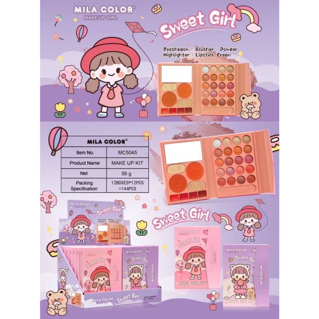 MILA COLOR Makeup Palate พาเลทแต่งหน้า ได้ครบในพาเลทเดียว พกพาง่าย ได้ทุกลุค