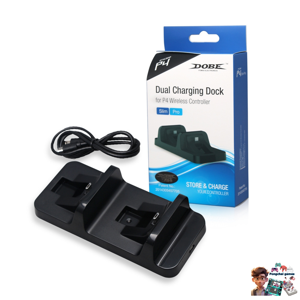 แท่นชาร์จสำหรับจอย DOBE PS4 แท่นชาร์จ PS4 Dual Controller Charger PS4 Wireless Controller