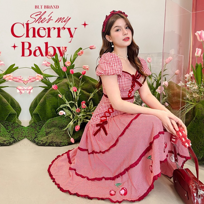 💎พร้อมส่ง💎BLT เดรสสีแดง Cherry Baby : Midi Dress