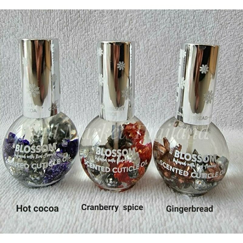 Blossomขวดกลม 3 กลิ่นแนวเบเกอรี่ 0.5oz. Cuticle Oil น้ำมันบำรุงหนังรอบขอบเล็บ ของแท้นำเข้าจากUSA พร้อมส่ง