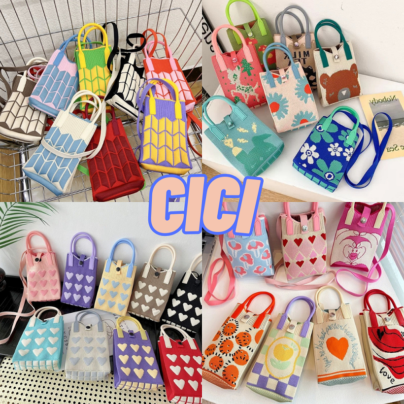 ส่งทันที Cici(NO.Sale  231)กระเป๋าใส่โทรศัพท์ ผ้าถัก มาพร้อมสายสะพาย สะดวกกับการพกพา สไตล์มินิมอล สายคาเฟ่ห้ามพลาด