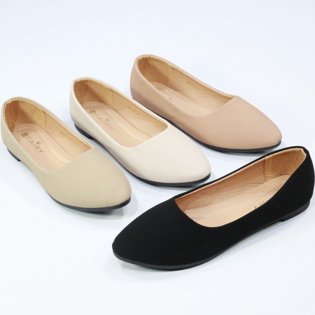 888-C1 รองเท้าคัชชู ส้นแบน หนังนูบัค PU FAIRY