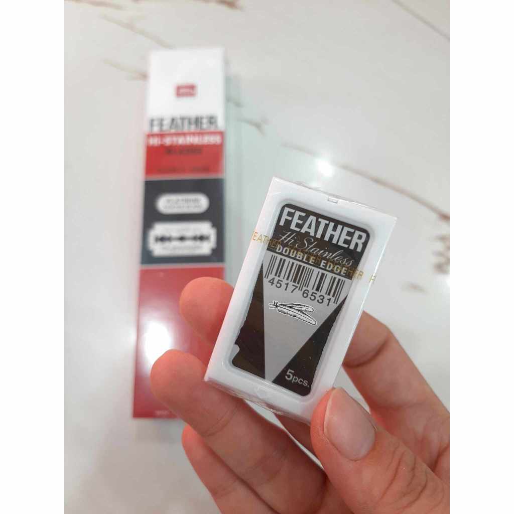 (พร้อมส่ง!!!) ใบมีดขนนก Feather ใบมีด 2 คม  (1 กล่องบรรจุ 100 ใบมีด)