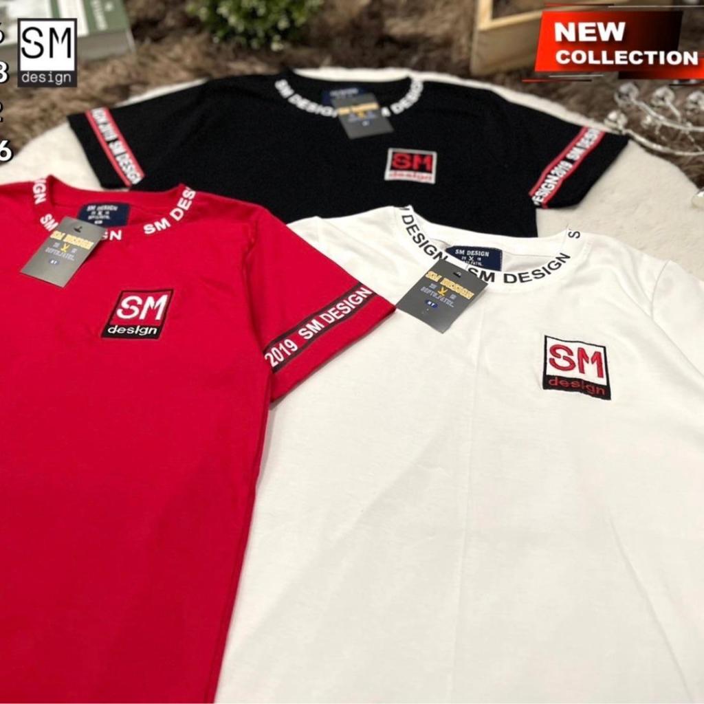 SM001 คอกลมแขนสั้นปัก SMอก SMLXL ชญ