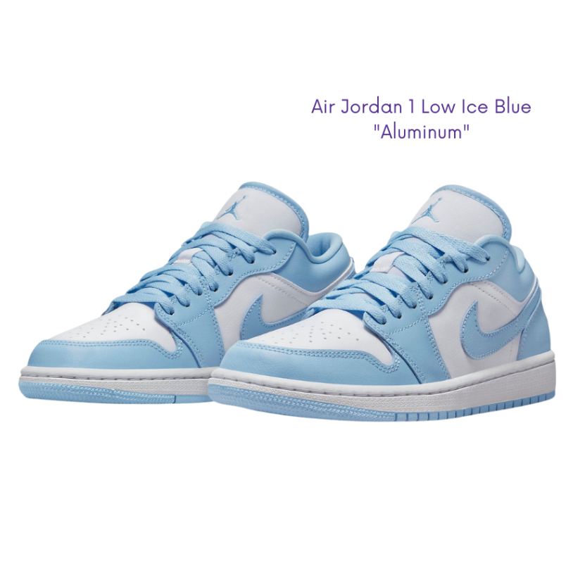 (พร้อมส่ง) ของแท้100% รองเท้า Nike Air Jordan 1 Low Aluminum Ice Blue