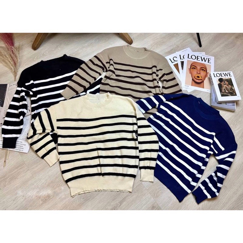 BY IRA (3059) Kim berry Sweater ไหมพรมแขนยาวลายทางแบบนุ้งคิมเบอร์รี่ ดีไซน์คอกลม มีสมอคนิดนึง ยืดได้เยอะมาก คุณหนูสุดดดด - รูปที่ 6