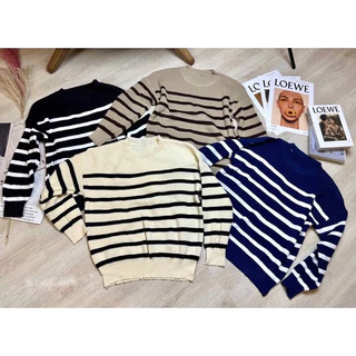 BY IRA (3059) Kim berry Sweater ไหมพรมแขนยาวลายทางแบบนุ้งคิมเบอร์รี่ ดีไซน์คอกลม มีสมอคนิดนึง ยืดได้เยอะมาก คุณหนูสุดดดด