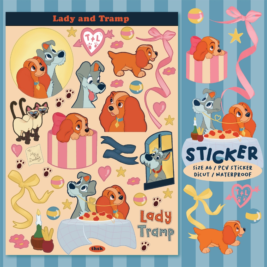 Lady and the Tramp sticker A6🐶