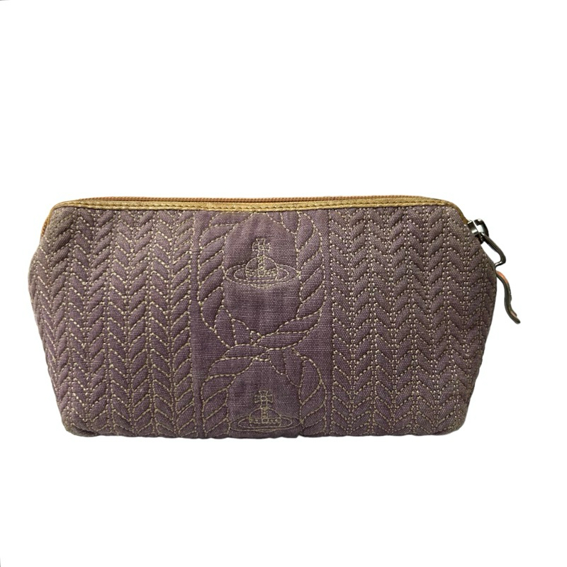 กระเป๋าถือ Vivienne Westwood Purple Quilted Canvas Orb Pouch แท้