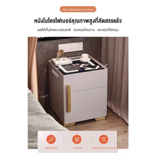 ตู้เซฟข้างเตียงอัจฉริยะตู้เซฟไม้เนื้อแข็งแบบชาร์จไฟได้แบบไร้สายพร้อมไฟUSBตู้เซฟขนาดเล็กน้ำหนักเบาตู้ข้างเตียงหรูหรา