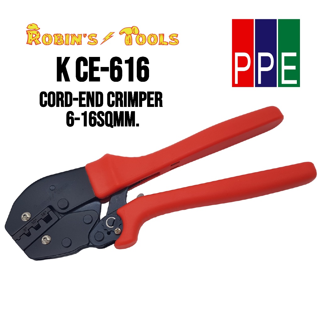 K CE-616 [Robin's tool] คีมย้ำหางปลาคอดเอ็น 6-16 Sqmm. Cord-end Crimping tool