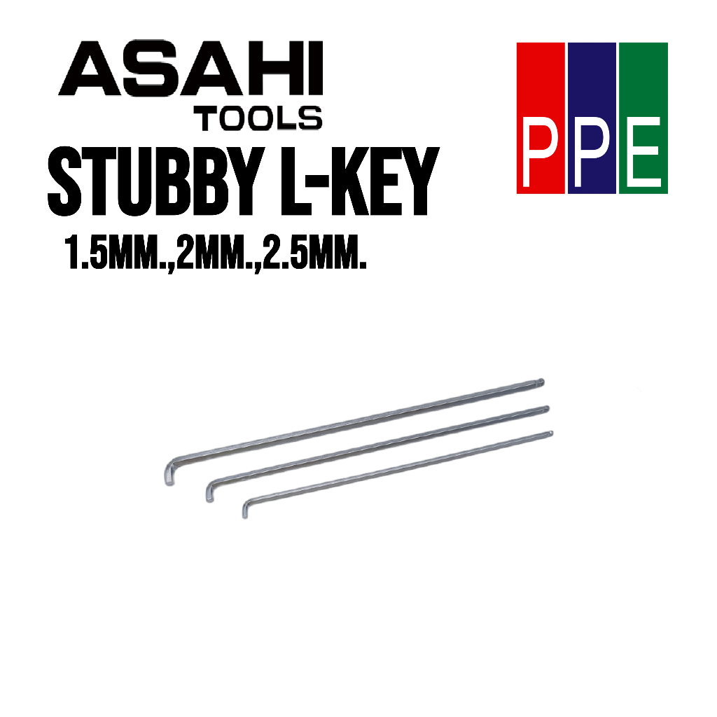 DV0150,DV0200,DV0250 [Asahi] หกเหลี่ยมคอสั้น 1/2 1.5mm.,2 mm.,2.5mm. Stubby L-Key 1/2
