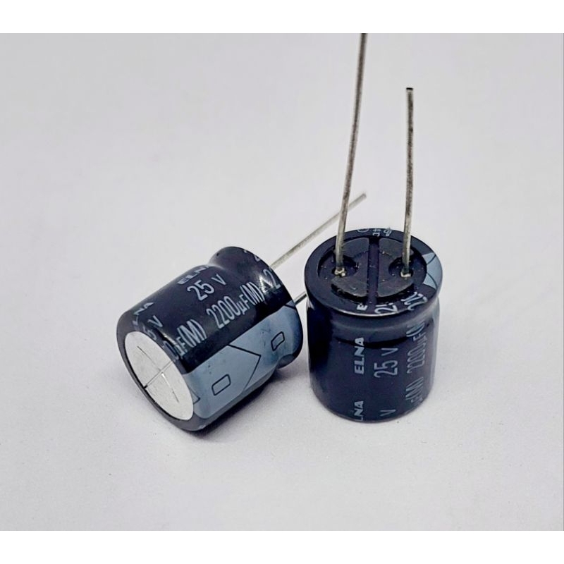 (แพ็ค 5 ตัว) ELNA คาปาซิเตอร์ 2200uF 25V , Capacitor 2200uF 25V , ตัวเก็บประจุ 2200uF 25V  ทนความร้อ