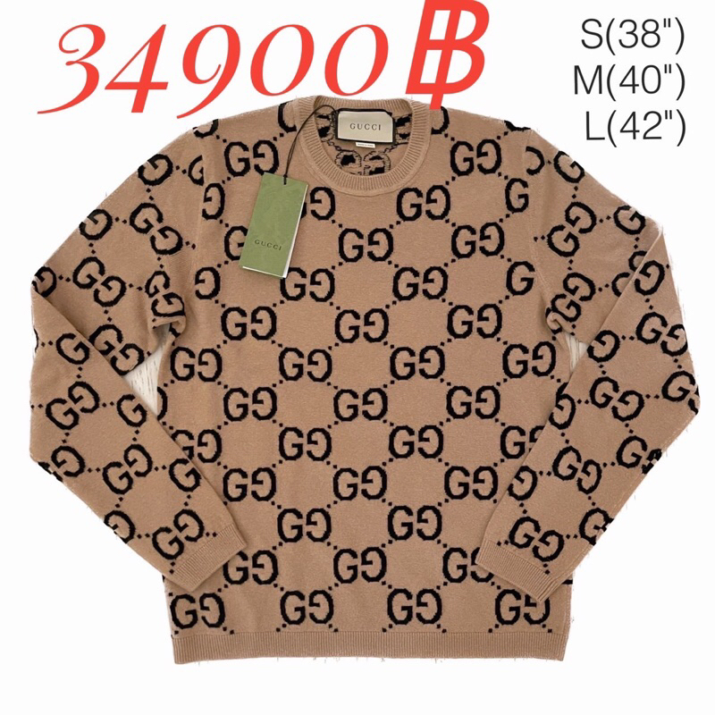 เสื้อ คอกลม แขนยาวลายโลโก้ gucci ของแท้นำเข้า