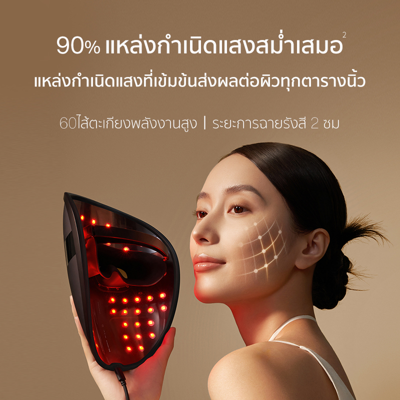 AMIRO LED MARKมาร์คหน้ากระตุ้นคอลลาเจน ความหนาแน่นของพลังงาน 77mw/c㎡ มาร์คหน้าฉายแสงบำบัดผิว บำรุง ม