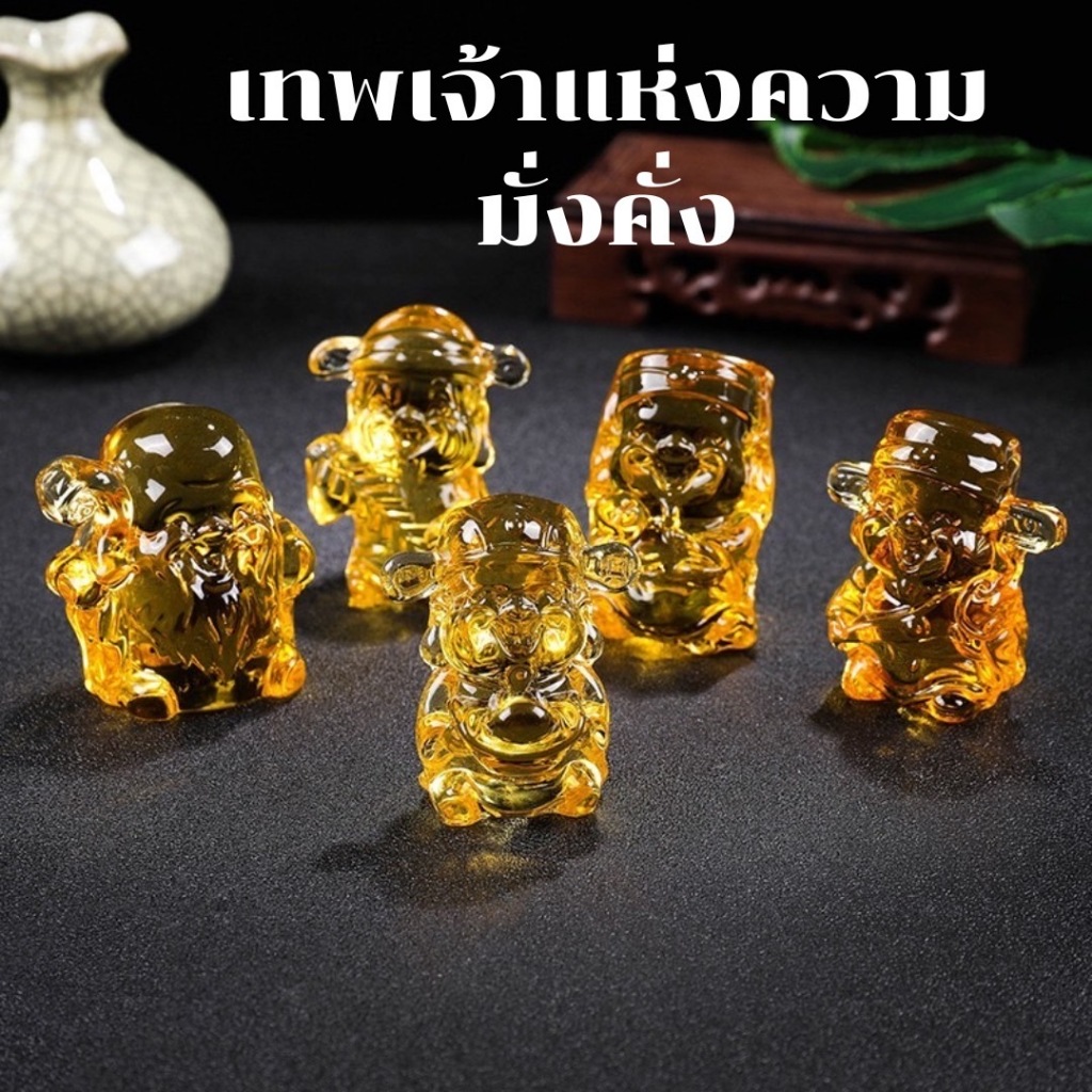 รูปปั้นเทพเจ้าแห่งความมั่งคั่ง แบบแก้วคริสตัลใส สีทอง สําหรับตกแต่งบ้าน