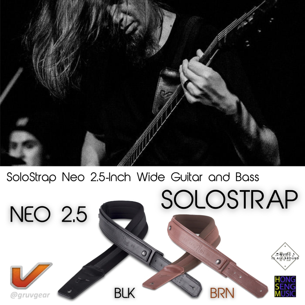 สายสะพายกีตาร์/เบส อย่างดี Gruvgear SoloStrap Neo 4" Wide Guitar/Bass Strap # Solostrap-NEO 4.0