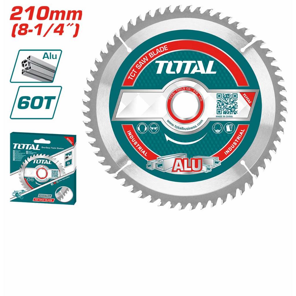 Total ใบเลื่อยวงเดือน 8.1/4 นิ้ว 60 ฟัน ตัดอลูมิเนียม รุ่น TAC233523 รุ่นงานหนัก ( TCT Saw Blade )
