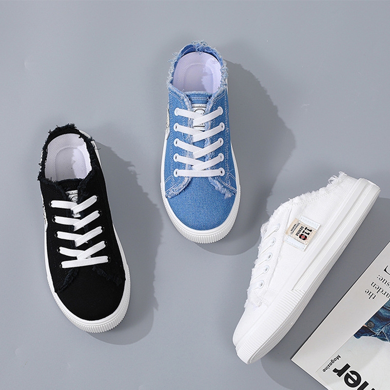 LHfashion สินค้าใหม่กำลังมาแรง รองเท้าผ้าใบสำหรับสุภาพสตรีแฟชั่น มีเชือกผูกรองเท้า รูปทรงรองเท้าสวยหรูน่ารักๆสไตล์เกาหลี