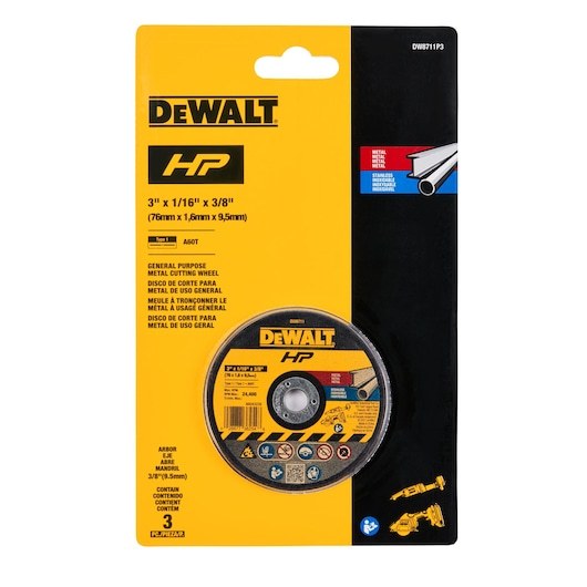 DEWALT ใบตัด 3" / 76x1.6x9.5 รุ่น DW8711P3 Metal (แพ็ค / 3ใบ) สำหรับใส่เครื่อง DCS438B ตรงรุ่น ของแท