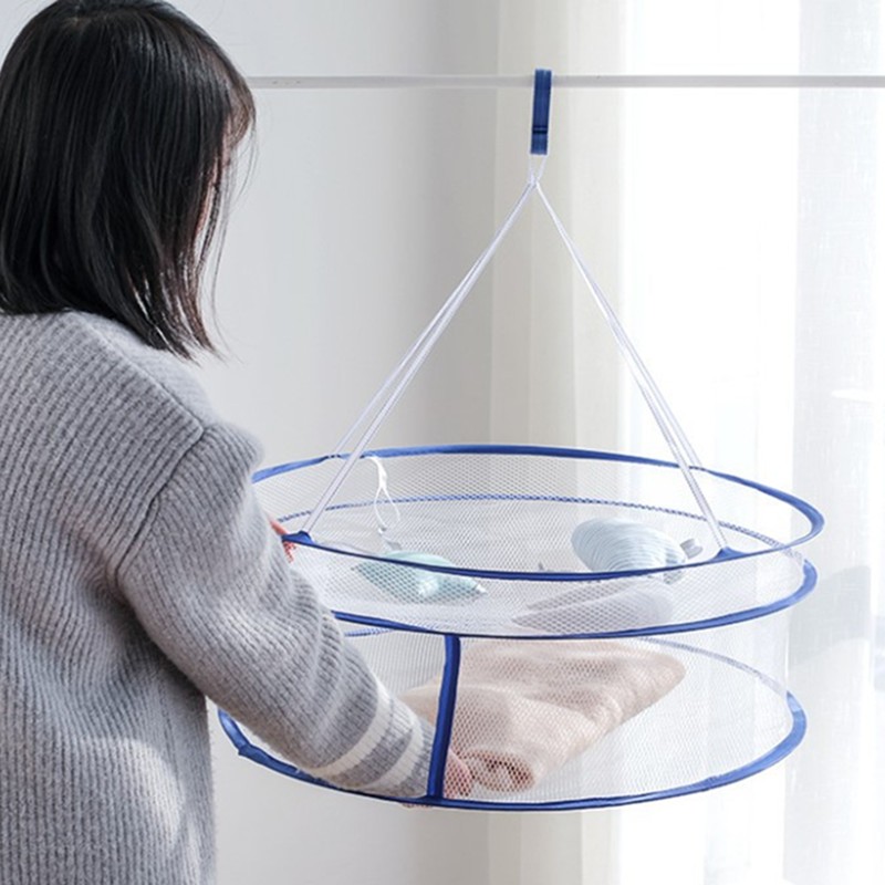 ตะกร้าตากเสื้อผ้าแขวนตากแห้งถุงเท้าชุดชั้นในกางเกงในเป็นตาข่าย ตาข่ายตากผ้า แบบ 2ชั้น ราวตากผ้า พร้อมส่งแล้ว