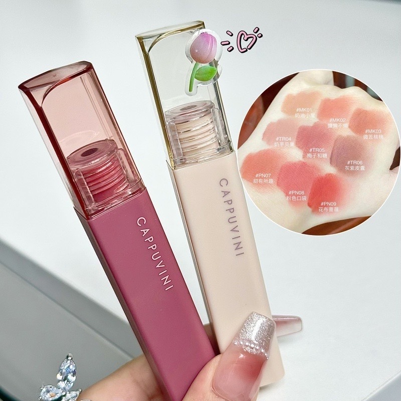L400 Cappuvini ลิปสติก เนื้อแมตต์กํามะหยี่ เนื้อนุ่มละมุน เบลอปากสวย ให้ความชุ่มชื้น ติดทนนาน