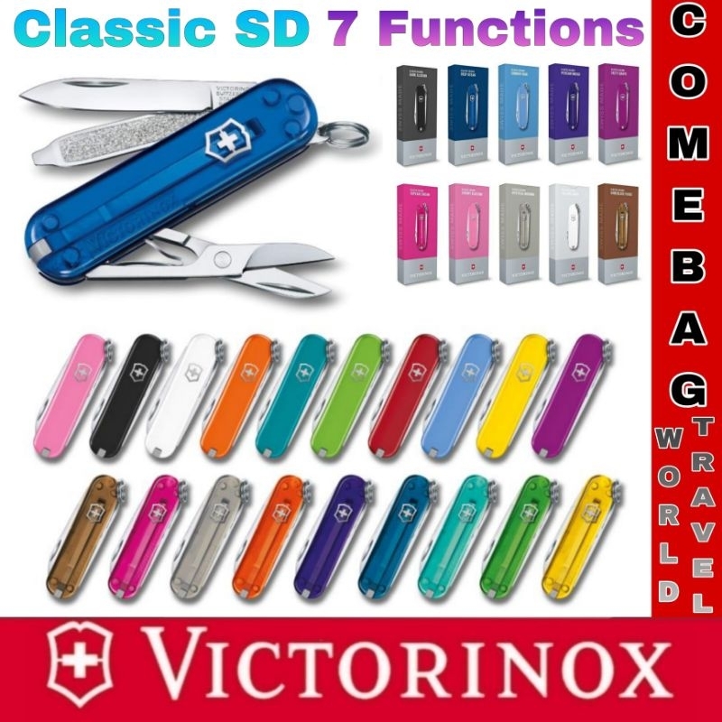 มีดพับVICTORINOX แท้ รุ่นCLASSIC SD COLORS มีดรุ่นจิ๋วที่ขายดีที่สุด 7 ฟังก์ชันการใช้งาน ชุดสีใหม่หลากสีสันSWISS MADEแท้