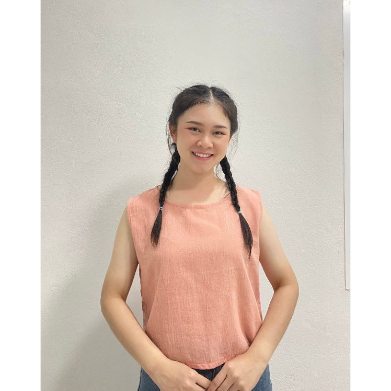 เสื้อแขนเลย ผ้าฝ้ายพื้นเมืองฟอกนิ่ม