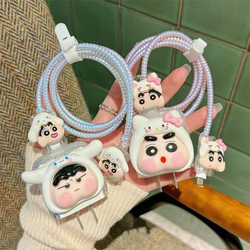 CT-(B) ลายใหม่ ชุดถนอมสาย+หัวชาร์จ ลายการ์ตูนน่ารักๆ ใช้กับหัว18w/20wเท่านั้น สินค้าพร้อมส่ง