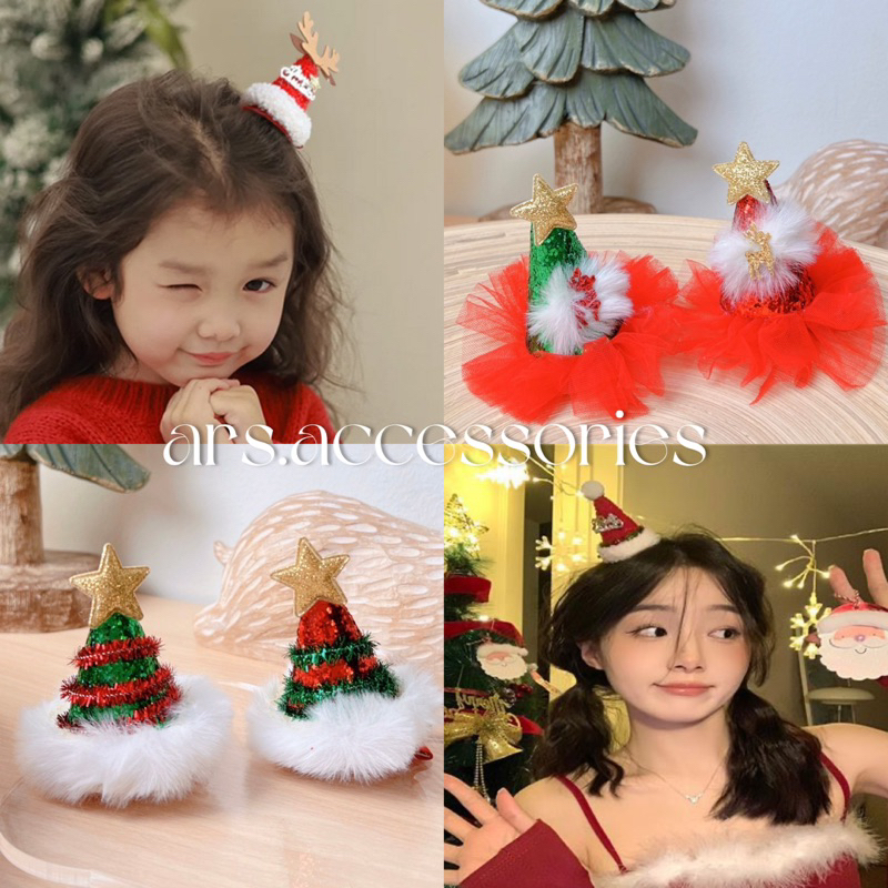 พร้อมส่ง!!จากไทย หมวกคริสมาสต์ กิ๊บคริสมาสต์ หูกวาง วันคริสมาสต์