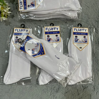 ถุงเท้านักเรียนยาวสีขาว ผ้าไหนลอน 1 แพ็ค6คู 12คู่ Size:5-7ปี 7-9/ 9-12 ผ้าดี นิ่ม ใส่สบาย จ้า