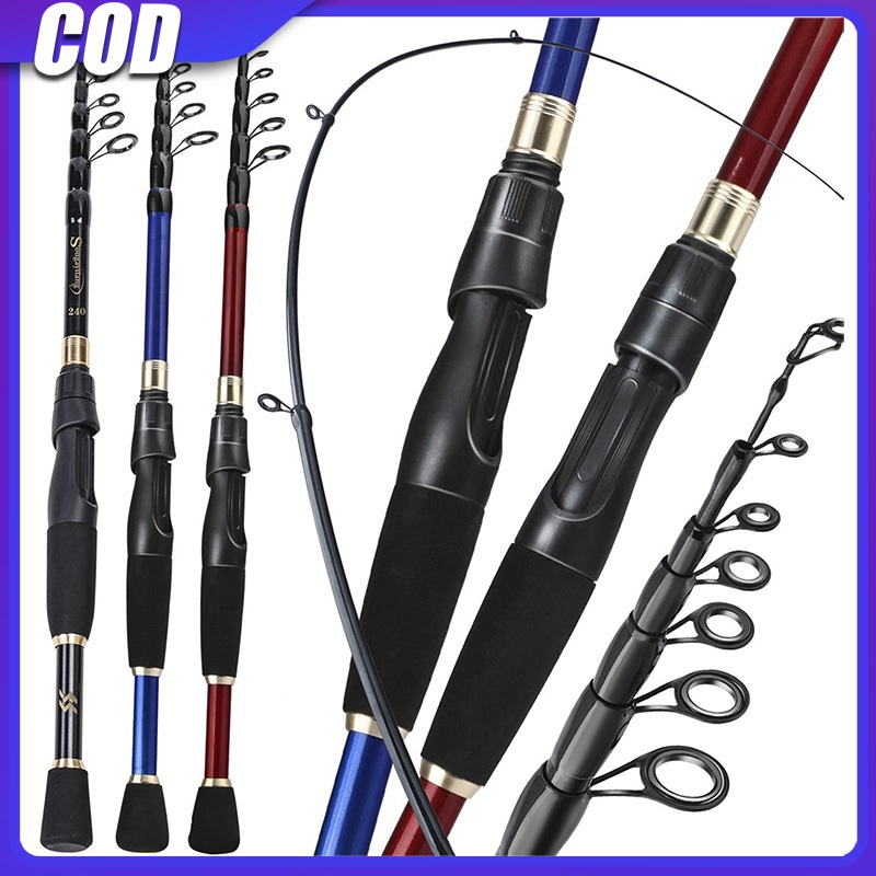Sougayilang 3 สีคันเบ็ด 1.8M-2.4M คาร์บอนไฟเบอร์เทราท์แท่งยืดไสลด์