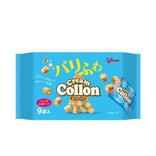 กูลิโกะครีมโคลอน วาฟเฟิลกรอบไส้ครีมนมฮอกไกโด Glico Cream Colon Large bag 9 bags