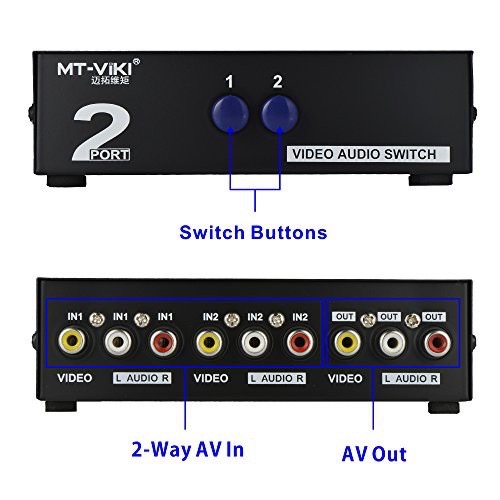 AV switch video audio in 2 out 1