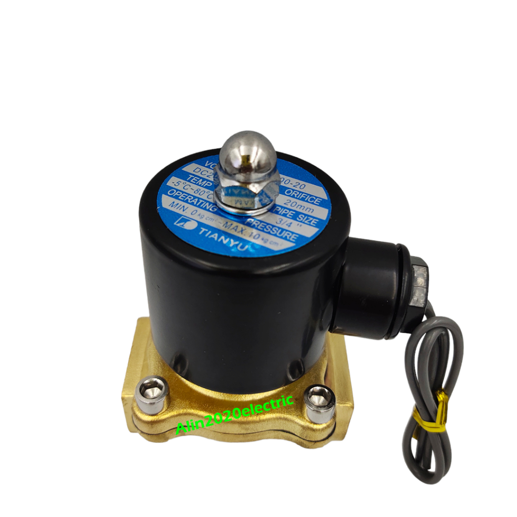2W-200-20 SOLENOID VALVE โซลินอยด์วาล์วทองเหลือง ขนาด 3/4" 6หุน แบบปกติปิด NC AC220V DC24V DC12V แรงดันใช้งาน 0-10บาร์