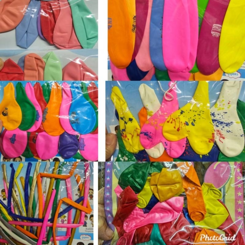 ลูกโป่งสีพาสเทลและสีสด มีจำนวนชุดละ 12-25 ใบ มีทรงรีทรงหัวใจทรงกลมและทรงยาวแล้วแต่เลือก