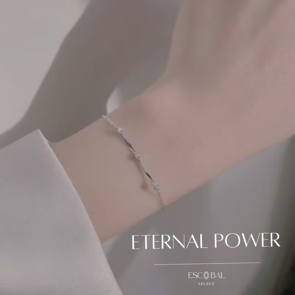 ESCOBAL สร้อยข้อมือเพชร Eternal Powerเรียบหรูดูแพงสไตล์เกาหลี สร้อยข้อมือเงิน ดีไซน์สุดชิค วาเลนไทน์