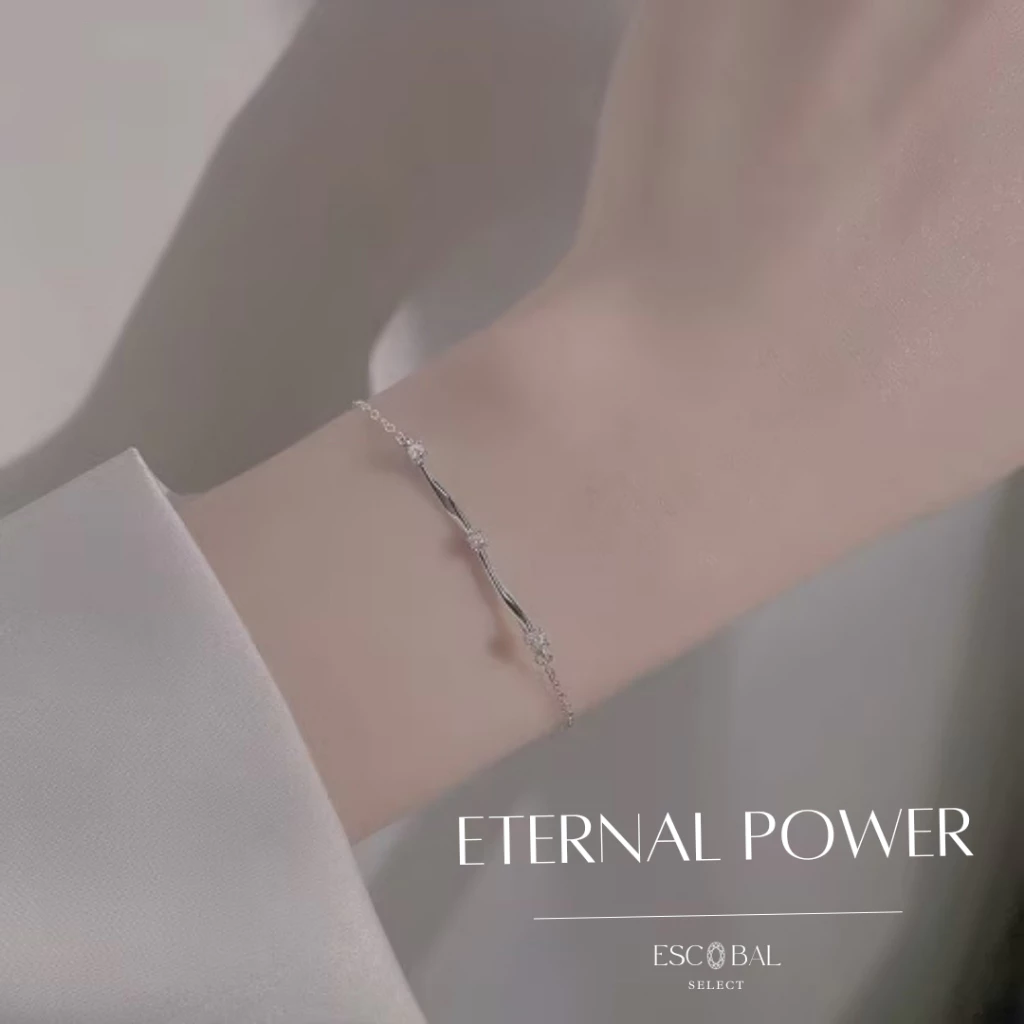 ESCOBAL สร้อยข้อมือเพชร Eternal Powerเรียบหรูดูแพงสไตล์เกาหลี สร้อยข้อมือเงิน ดีไซน์สุดชิค วาเลนไทน์